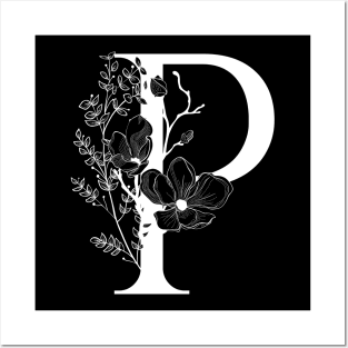 Letter P Monogram - Floral Initial Posters and Art